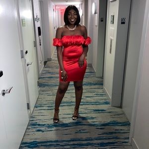 NYE Red Off Shoulder Dress